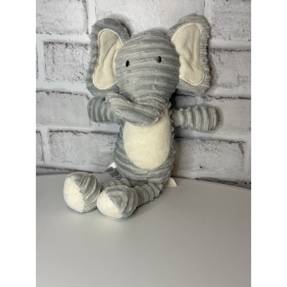 Chick Pea Gray Elephant Plush Stuffed Animal  White Ears‎ Tummy Ribbed Corduroy